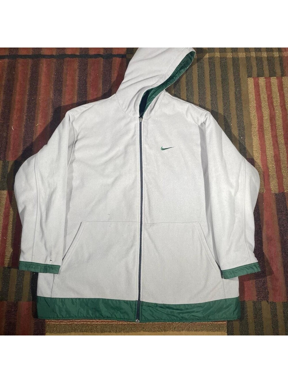 Vintage Nike Reversible Jacket Mens XXL Green White Fleece